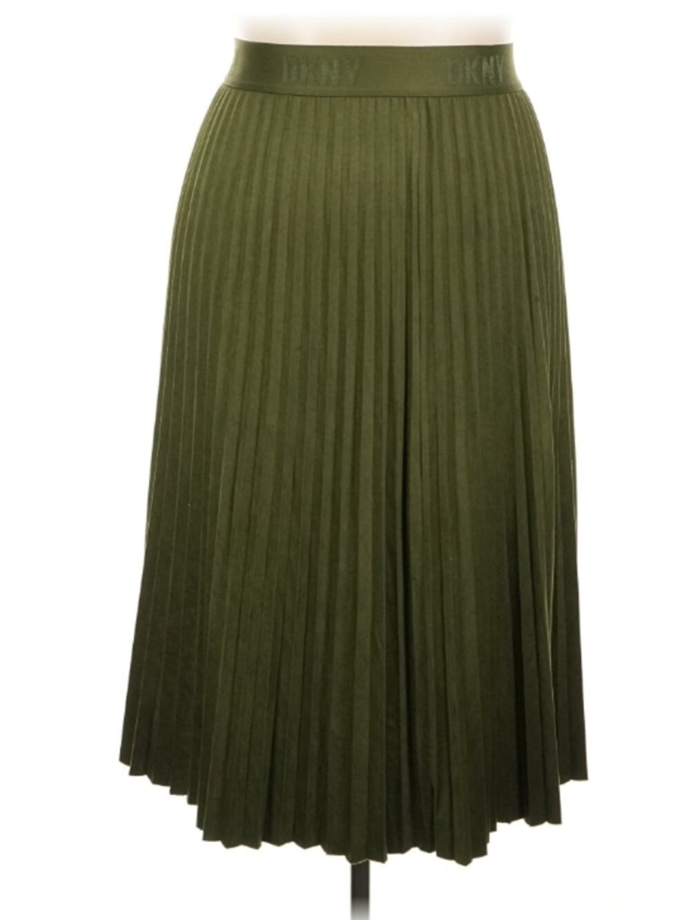 DKNY Olive Green Pleated Midi Skirt